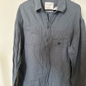 Hollister Men's Blue Button-Front Shirt Jacket
